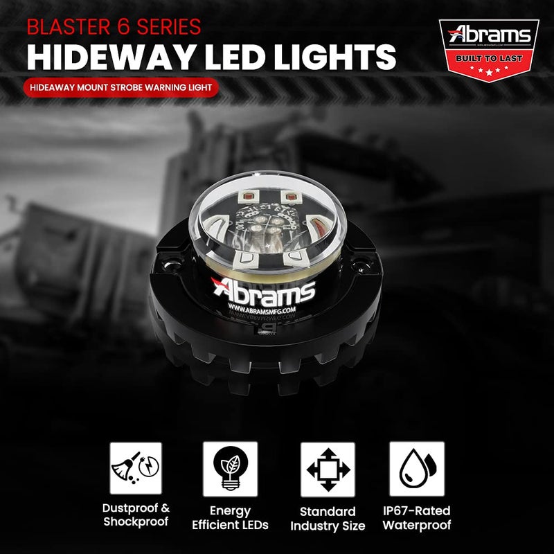Abrams Blaster Emergency Vehicle LED Hideaway/Surface Mount Strobe Warning Light - White/White - Image 2